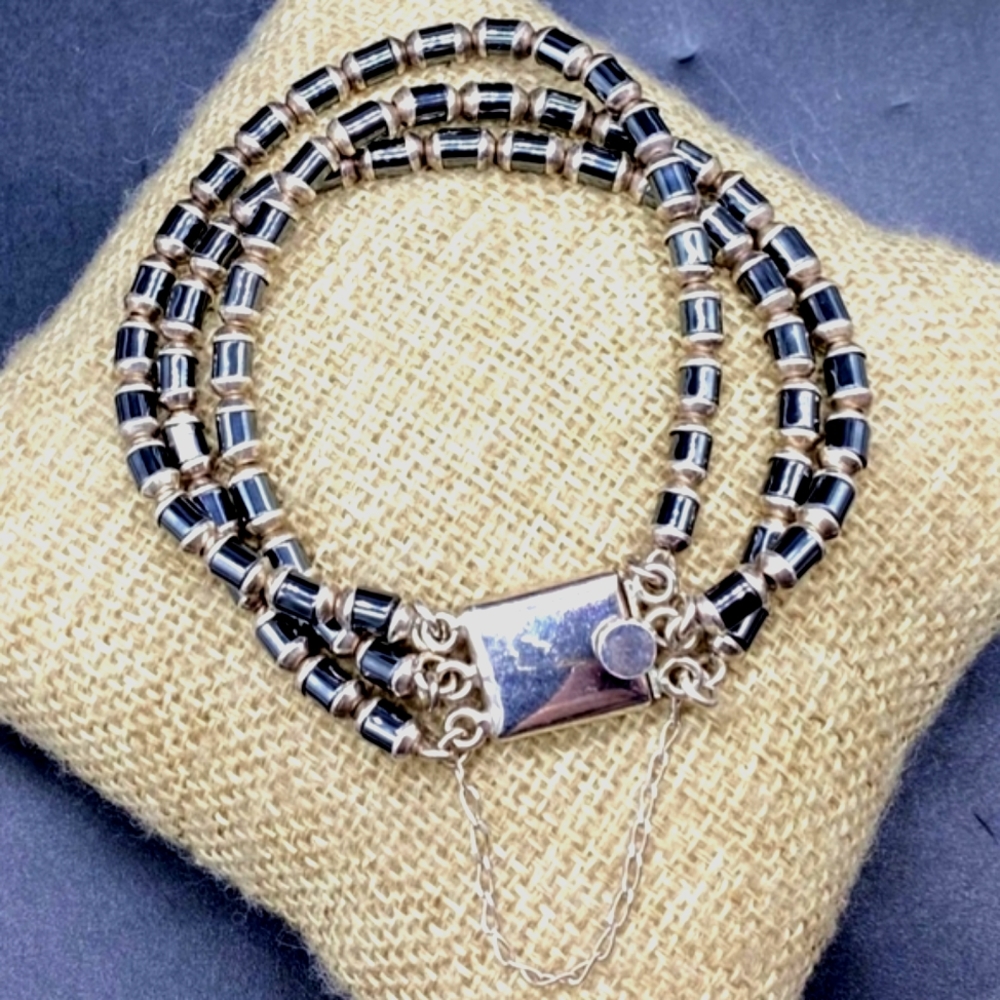 Silpada 925 Sterling Silver & Hematite 3 Strand Bracelet